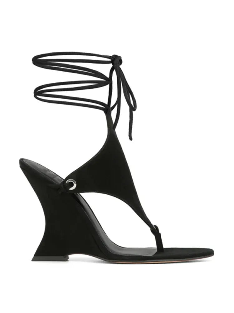 Pinch toe thick heel sandal with ankle strap