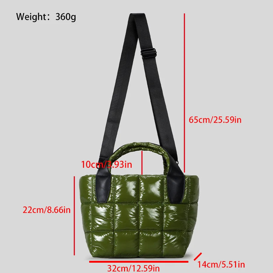 Puffer quilted tote in waterproof nylon