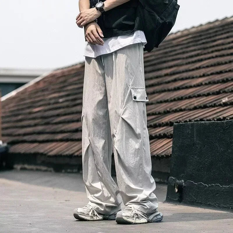 2026 New Men's Techwear Cargo Pants Hip Hop Fashion Straight Wide Leg Trousers Male Summer Y2K Streetwear Baggy Gym Sweatpants