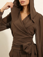 Lace-Up Spliced Loose Shirt
