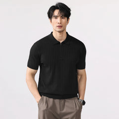 Men Summer Business Casual Fashion Vintage Short Sleeve Knitted Polo Shirt Male Commuter Sweater T-shirt Tees Tops