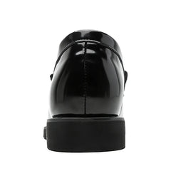 Men's Black Patent Leather Loafers – Formal Slip-On Dress Shoes with Square Toe, Elegant Business and Wedding Shoes for Men