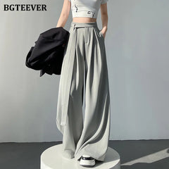 High waist wide-leg suit pants with lace-up in long length