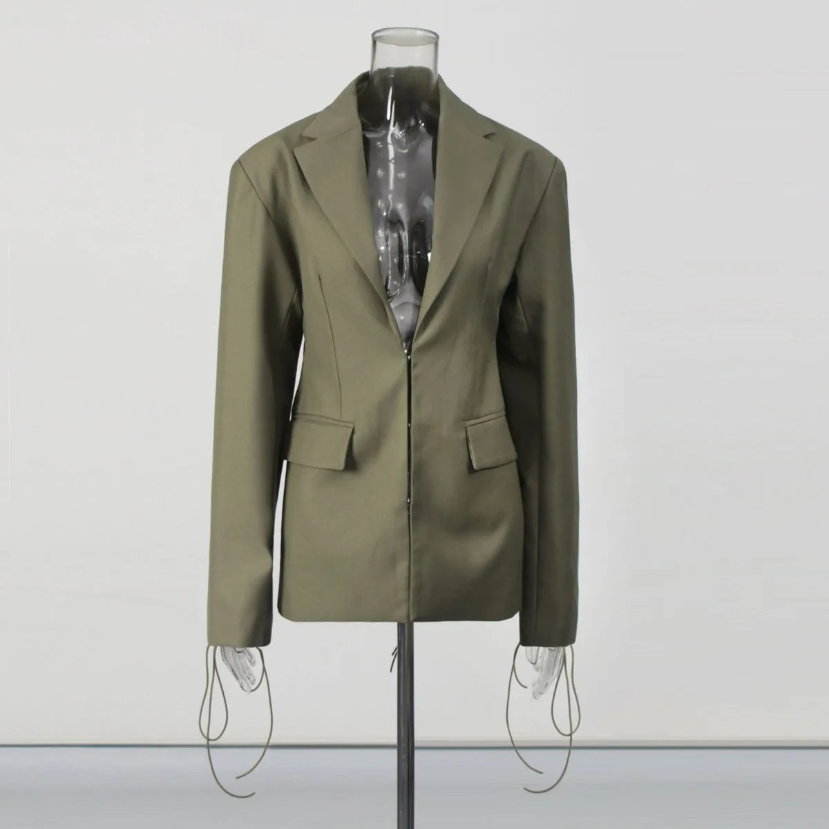 Openwork hidden button loose long-sleeve suit set