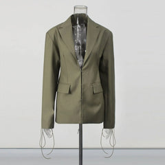 Openwork hidden button loose long-sleeve suit set