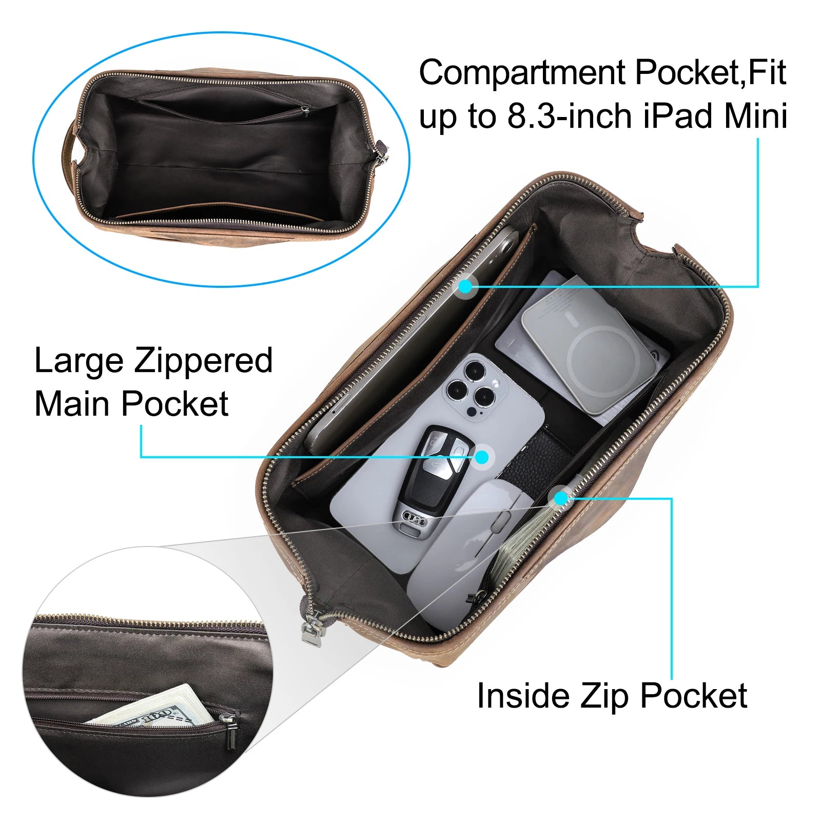 CONTACT'S Genuine Leather Clutch Bags for Men Large Capacity Tote Handbag Men's Bag Cosmetic Bag Male Travel Bag Clutches Wallet