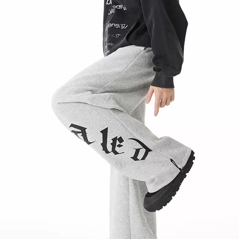 Spring Goth Letter Printed Baggy Straight Leg Trousers For Man Hip Hop Fashion Cotton Sports Pants Y2K Vintage Pantalones Hombre