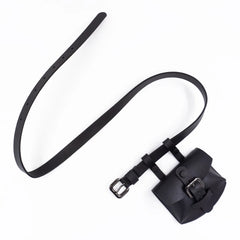 Needle buckle slim waist bag belt in plain leather for dress