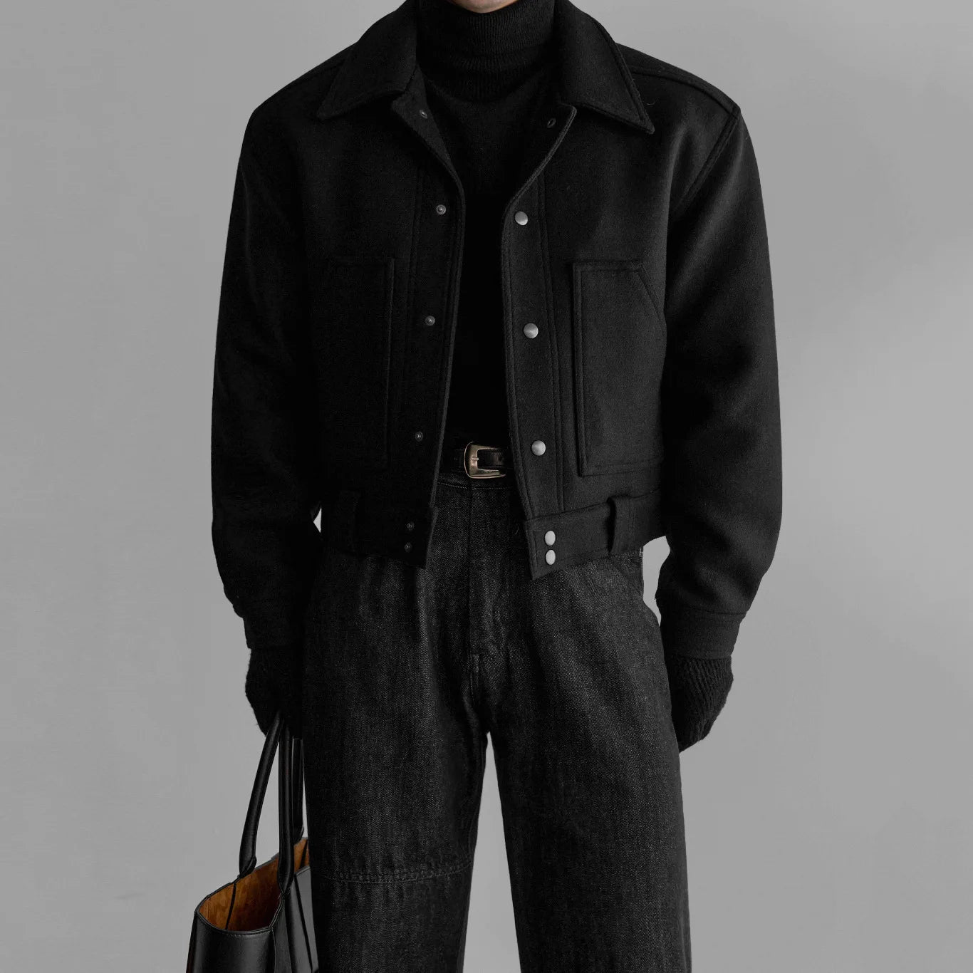 IEFB Retro Minimalist Warm Men's Workwear Wool Jacket Solid Color Turn Down Collar Long Sleeves Coat Winter New Tide 9X2085