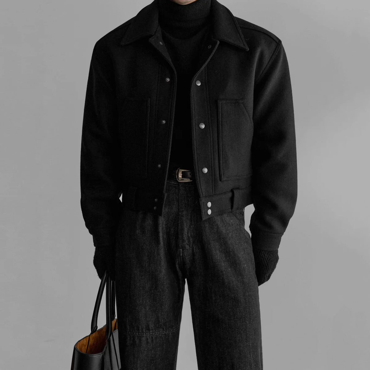 IEFB Retro Minimalist Warm Men's Workwear Wool Jacket Solid Color Turn Down Collar Long Sleeves Coat Winter New Tide 9X2085