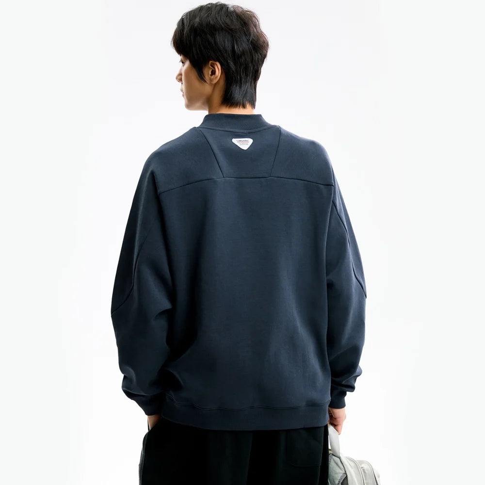 Men Spring Autumn Streetwear Fashion Loose Casual Splice Zipper Collar Plus Size Pullover Sweatshirts Tops Cityboy Outerwear