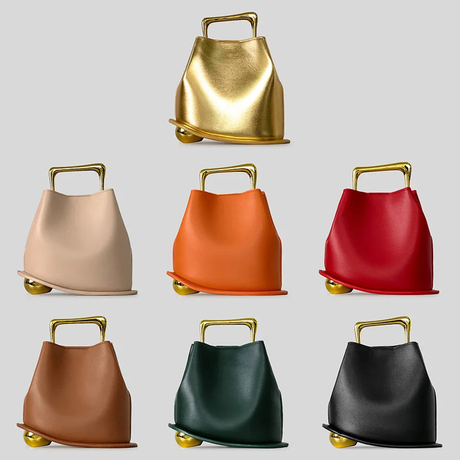 Irregular bucket bag in PU leather