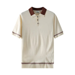 Summer Knitted Polo Shirts Men Vintage Fashion Loose Business Casual Short Sleeve T-shirt Cool Breathable Sweater T Shirt Tops