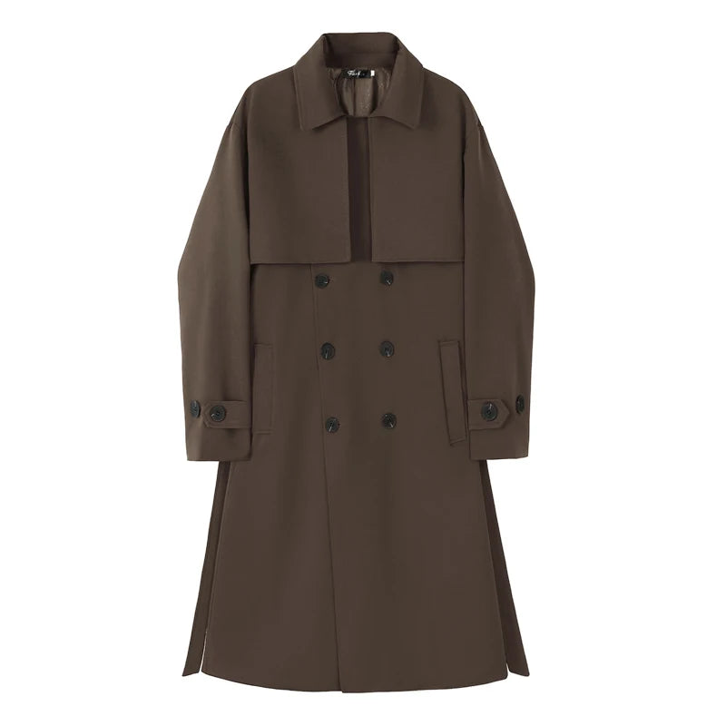Trench Men Coat British Style Solid Double Breasted Oversize Leisure Long Coats Stylish Outwear Hombre Korean Style Windbreaker
