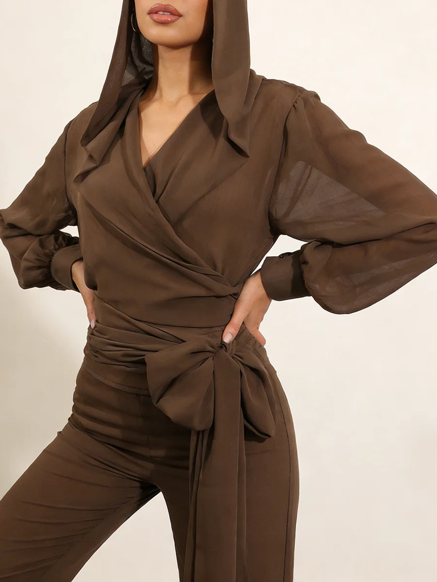 Lace-Up Spliced Loose Shirt