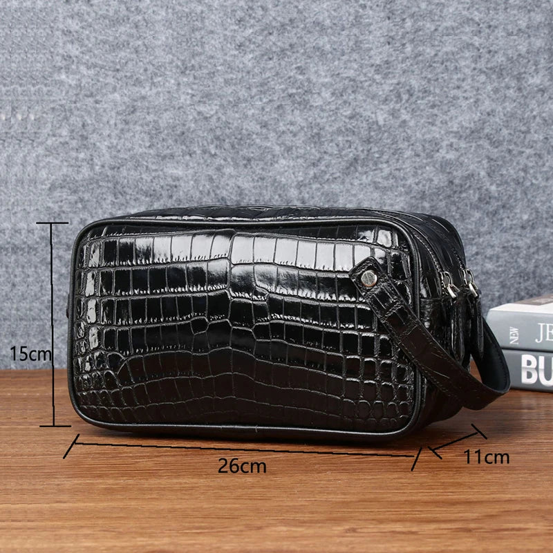 Genuine Leather alligator pattern large capacity men's briefcase bag Real cowhide bag fashion men's bag Clutch bag