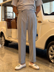 Elegant Floral Gray Drapey Trousers Business Casual Gentleman's Trousers For Men Suitable For Mens Formal Pants Pantalon Costume