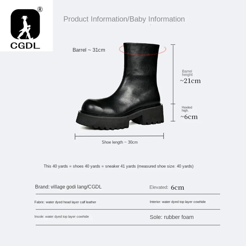 High Quality Fashion Mens Boots Black Boots Fashion Casual British Style Thick Bottomed Mid-top Chelsea Boots Large Size 37-44