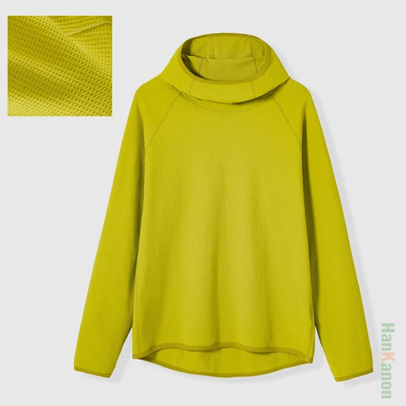 Lightweight Airy Waffle Knit Oversized Hoodie - Warm, Breathable, & Medium Stretch for Fall/Spring (Unisex)