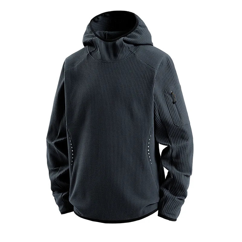 Man Outdoor Mountain Series Men's Hooded Long-Sleeve T-Shirt: Moisture-Wicking, Quick-Dry Thumb Hole, Breathable