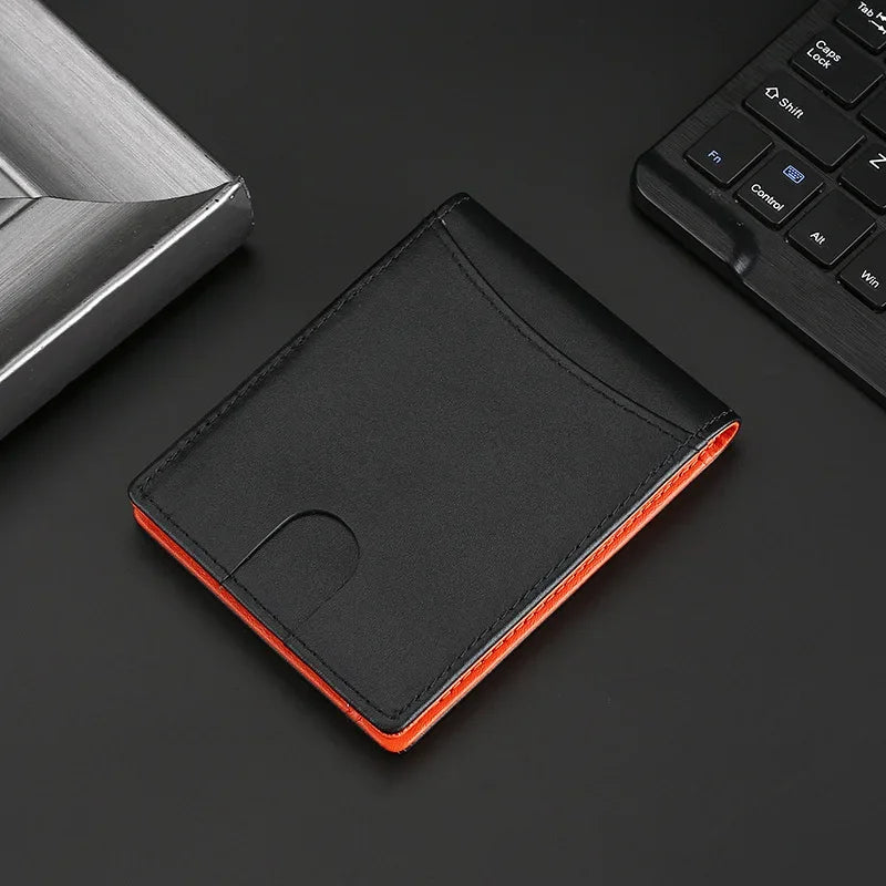 محفظة جلد طبيعي بمشبك نقود وحماية RFID مع قفل معدني