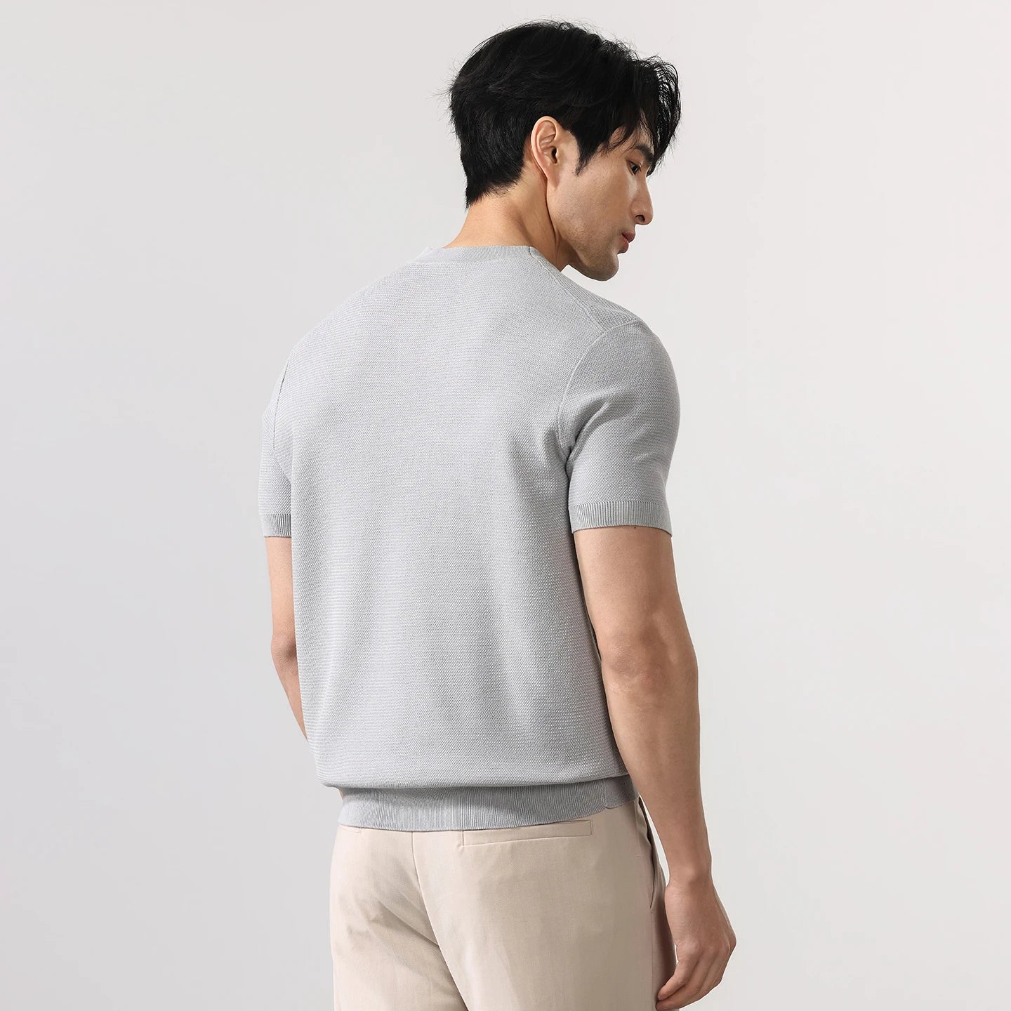 Summer Knitted Tshirt Men Business Casual Fashion Vintage Short Sleeve T Shirt Male Streetwear Sweater T-shirt T Shirts Tops