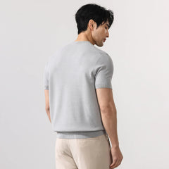 Summer Knitted Tshirt Men Business Casual Fashion Vintage Short Sleeve T Shirt Male Streetwear Sweater T-shirt T Shirts Tops