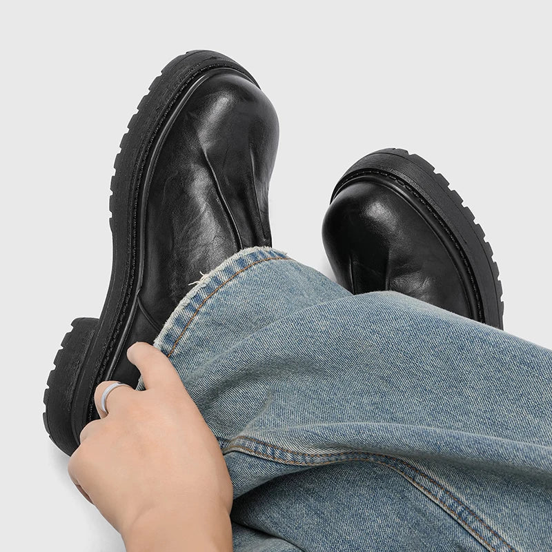 Derby thick soled men's leather shoes Fashion designer styles Party and Work Daily leisure and business Adult suit shoes 38-46