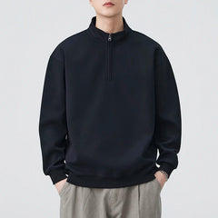 Autumn Zipper Stand Collar Pullover Sweatshirt Men Loose Casual Streetwear Fashion Sweatshirts Couple Hoodie Coat Outerwear