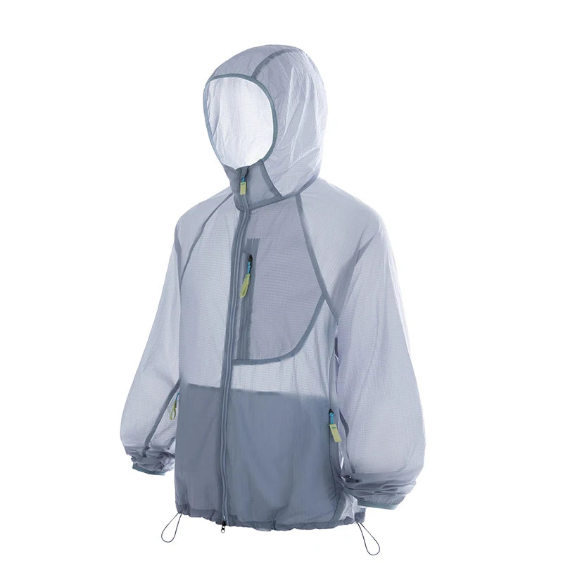 Men's Outdoor UPF50+ Sun Protection Jacket - Summer Lightweight Ice Silk Quick-Dry Anti-UV Breathable Coat Unisex