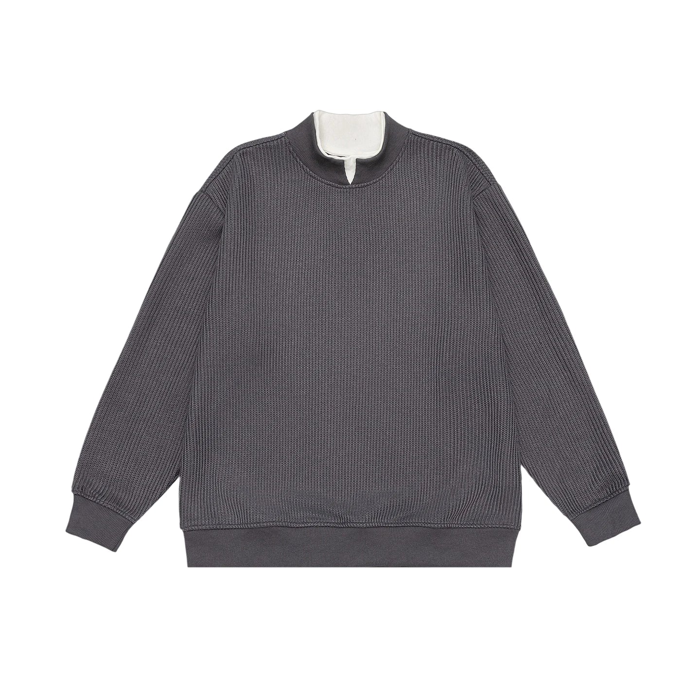 Double Collar Pullover Sweatshirt Men Loose Casual Streetwear Fashion Long Sleeve Hoodie Sweatshirts Tops