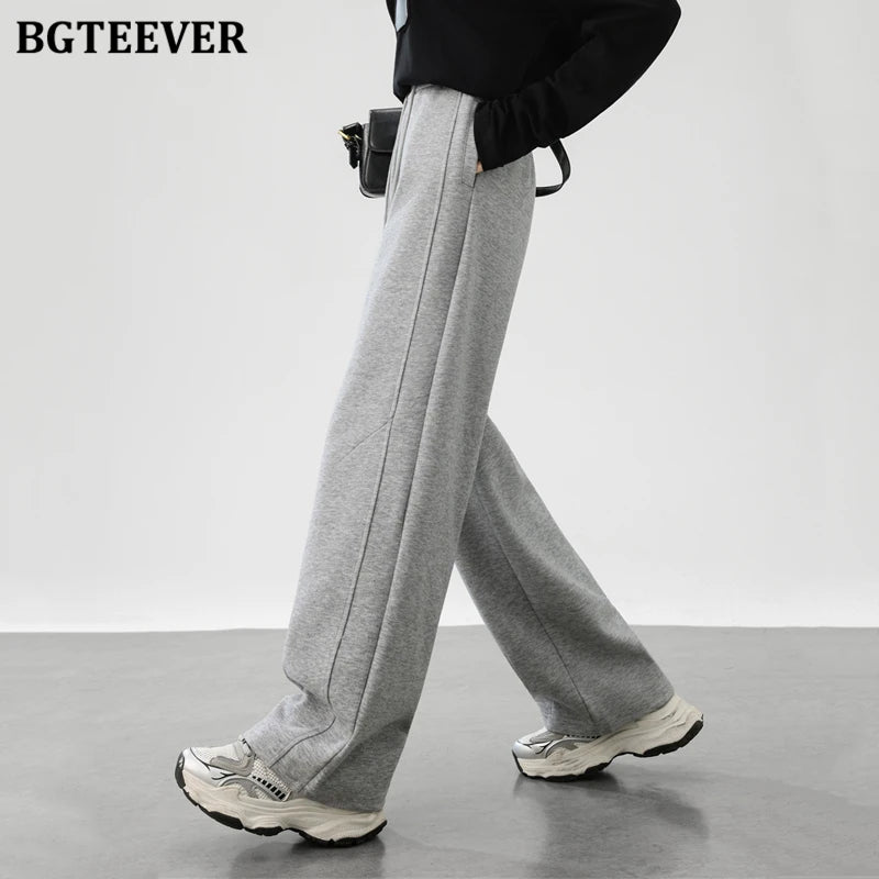 Wide-leg loose sweatpants with lace-up in long length