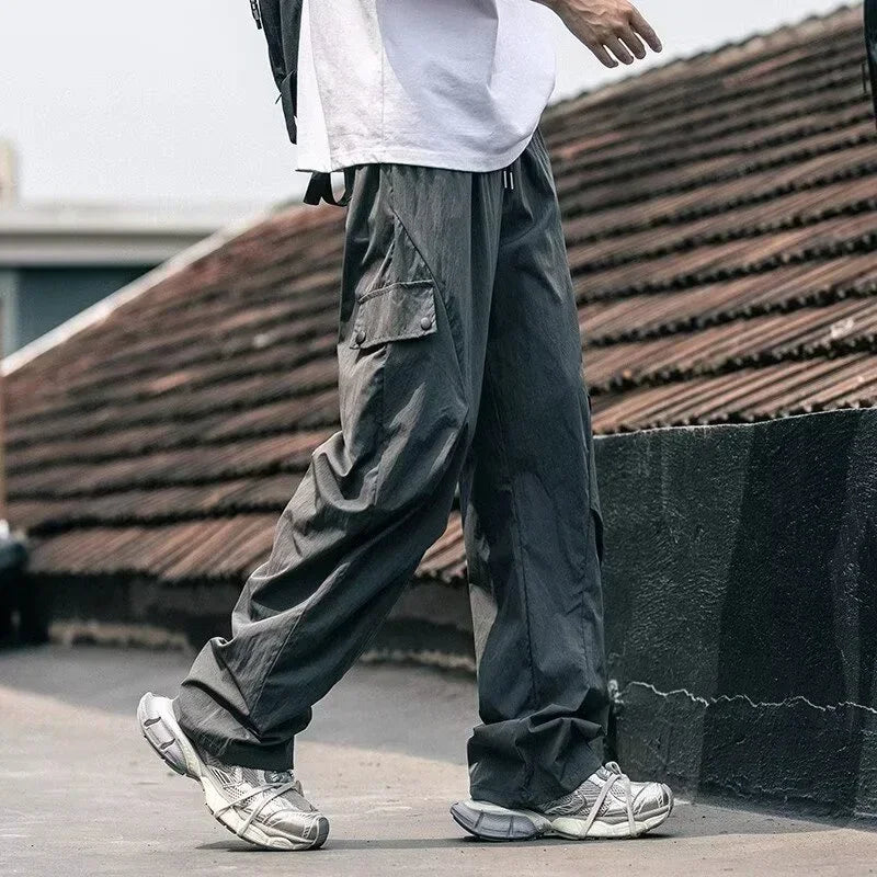2026 New Men's Techwear Cargo Pants Hip Hop Fashion Straight Wide Leg Trousers Male Summer Y2K Streetwear Baggy Gym Sweatpants