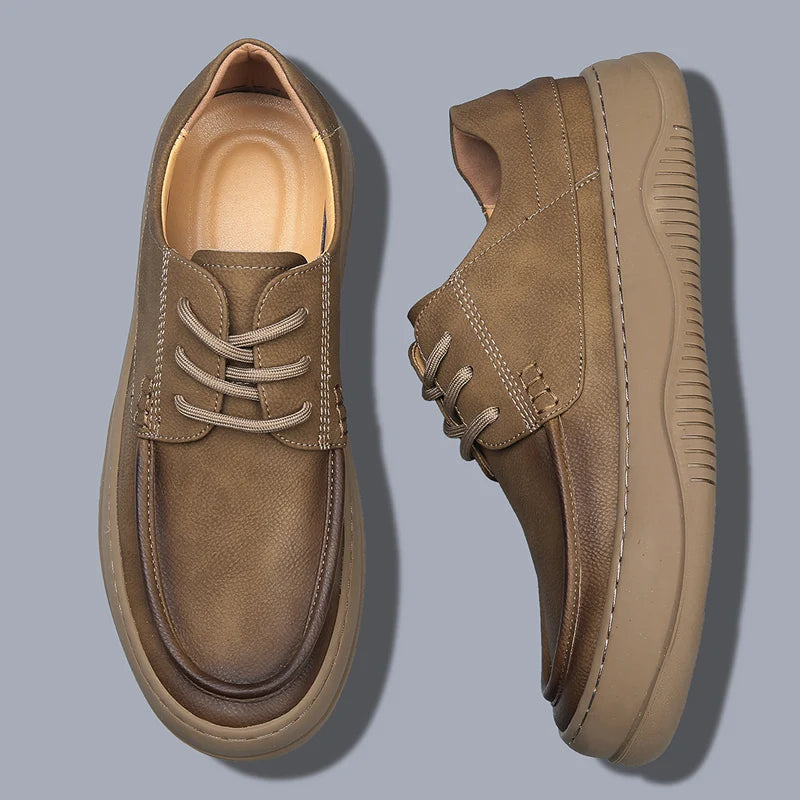 Men Hollowed Out Derby Shoes Made of Genuine Leather Breathable Comfortable Retro Versatile Classic Men Business Leather Shoes