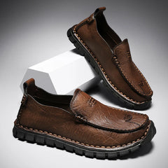Slip-on leather loafer in soft moccasin business casual style