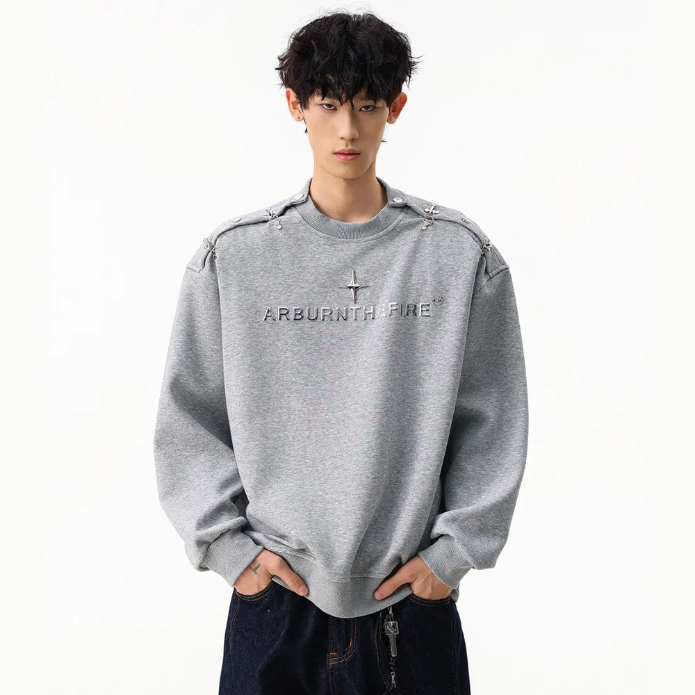 Autumn Rivet Letter Hoodies Men Streetwear Fashion Casual Loose Hip Hop Pullovers Sweatshirts Cityboy Sportwear Tops T Shirt
