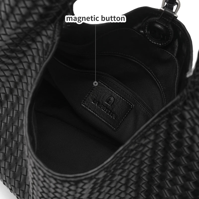 Woven Y2K oversized tote in luxury style