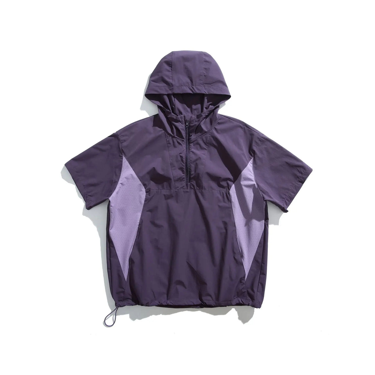 Summer New Japanese Style Color Block Hooded Windbreaker - Men's Casual Short Sleeve Outdoor Sports Jacket