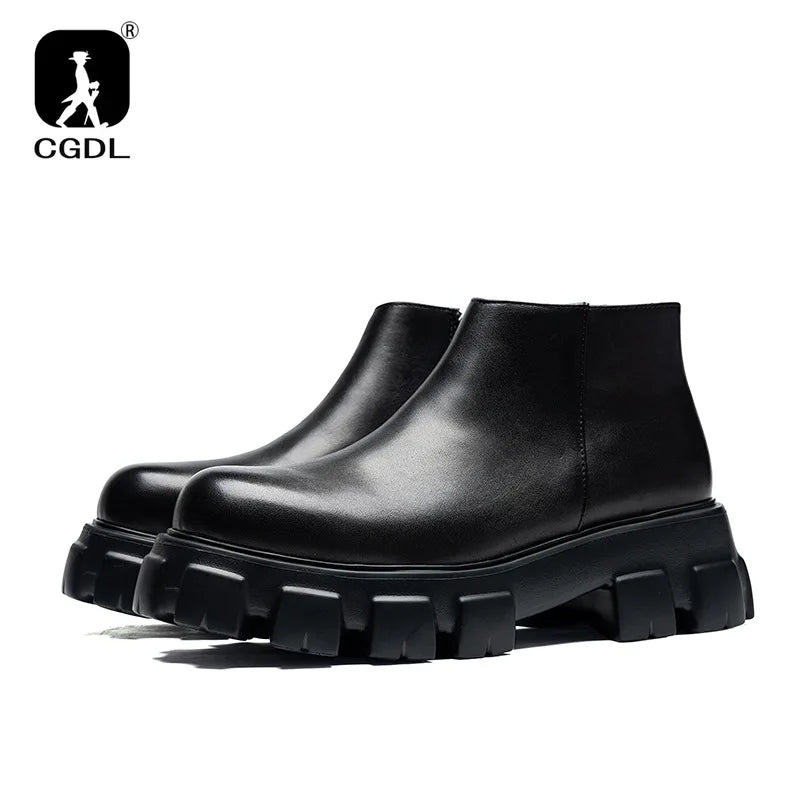 Men's Classic Retro Genuine Leather Chelsea Boots Men Fashion Ankle Boot Mens Casual British Style Short Boot Platform Shoes