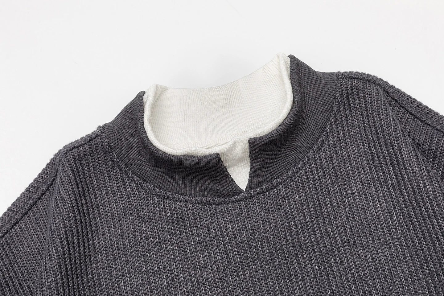 Double Collar Pullover Sweatshirt Men Loose Casual Streetwear Fashion Long Sleeve Hoodie Sweatshirts Tops