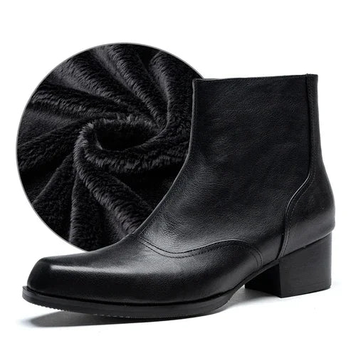 Luxury British Style Mens Boots with Height Handmae Genuine Leather 5 Cm High Heels Winter Warm Fashion Ankle Social Shoes Man