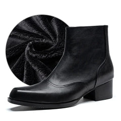 Luxury British Style Mens Boots with Height Handmae Genuine Leather 5 Cm High Heels Winter Warm Fashion Ankle Social Shoes Man