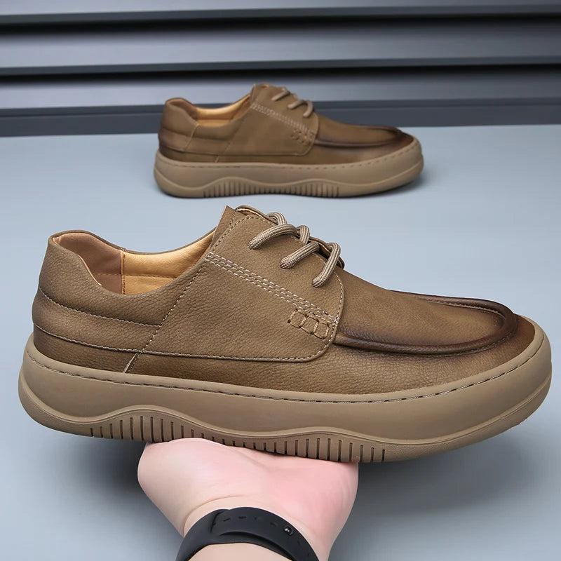 Men Hollowed Out Derby Shoes Made of Genuine Leather Breathable Comfortable Retro Versatile Classic Men Business Leather Shoes