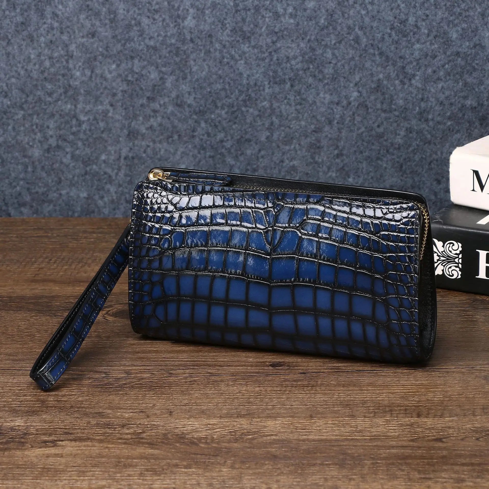 2026 Sunmer New Men's Crocodile Clutch Bag Briefcase High-quality Real Cowhide Envelope Clutch Bag Large Capacity Men's Bag