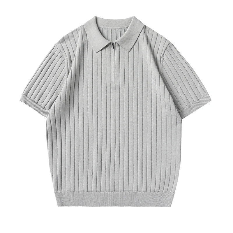 Men Summer Business Casual Fashion Vintage Short Sleeve Knitted Polo Shirt Male Commuter Sweater T-shirt Tees Tops
