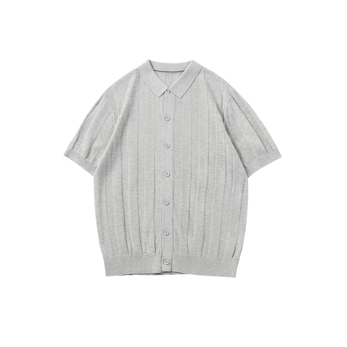 Men Summer Business Casual Fashion Vintage Short Sleeve Knitted Stripe Cardigan Polo Shirt Male Commute Sweater T-shirt Tops