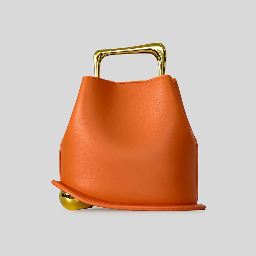 Irregular bucket bag in PU leather