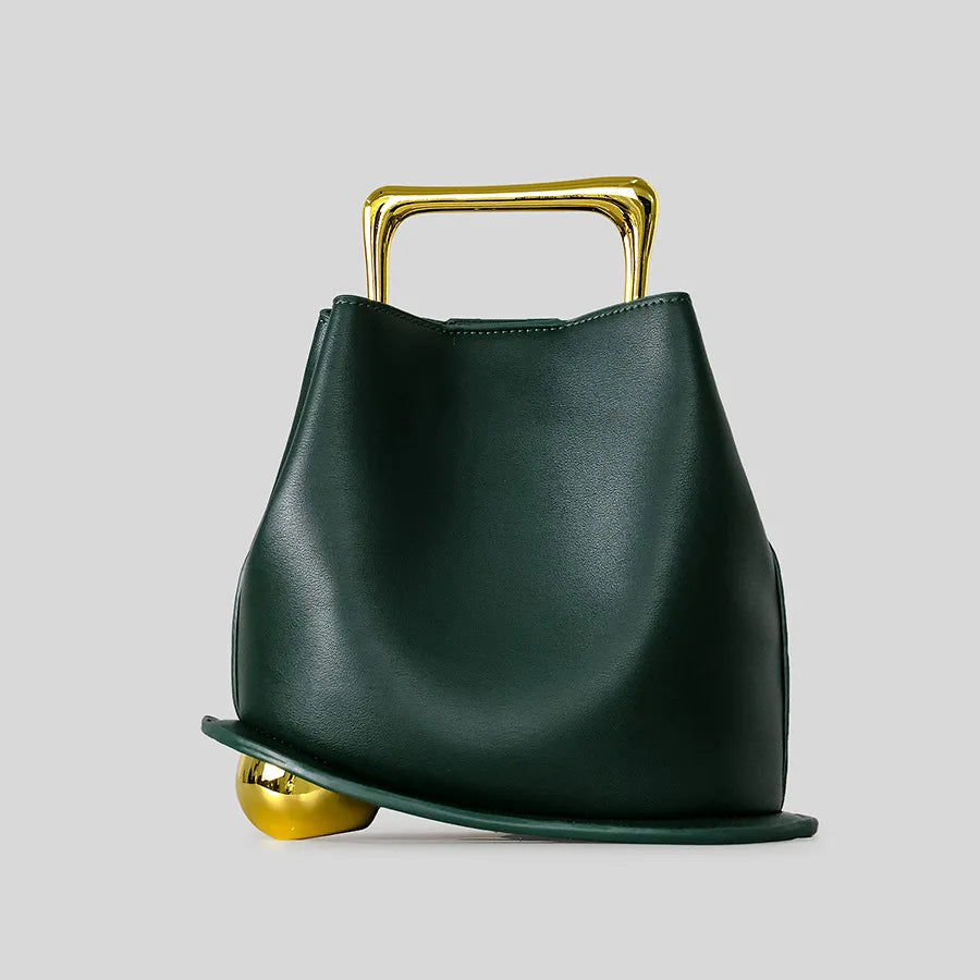 Irregular bucket bag in PU leather