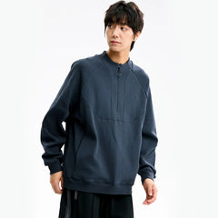 Men Spring Autumn Streetwear Fashion Loose Casual Splice Zipper Collar Plus Size Pullover Sweatshirts Tops Cityboy Outerwear
