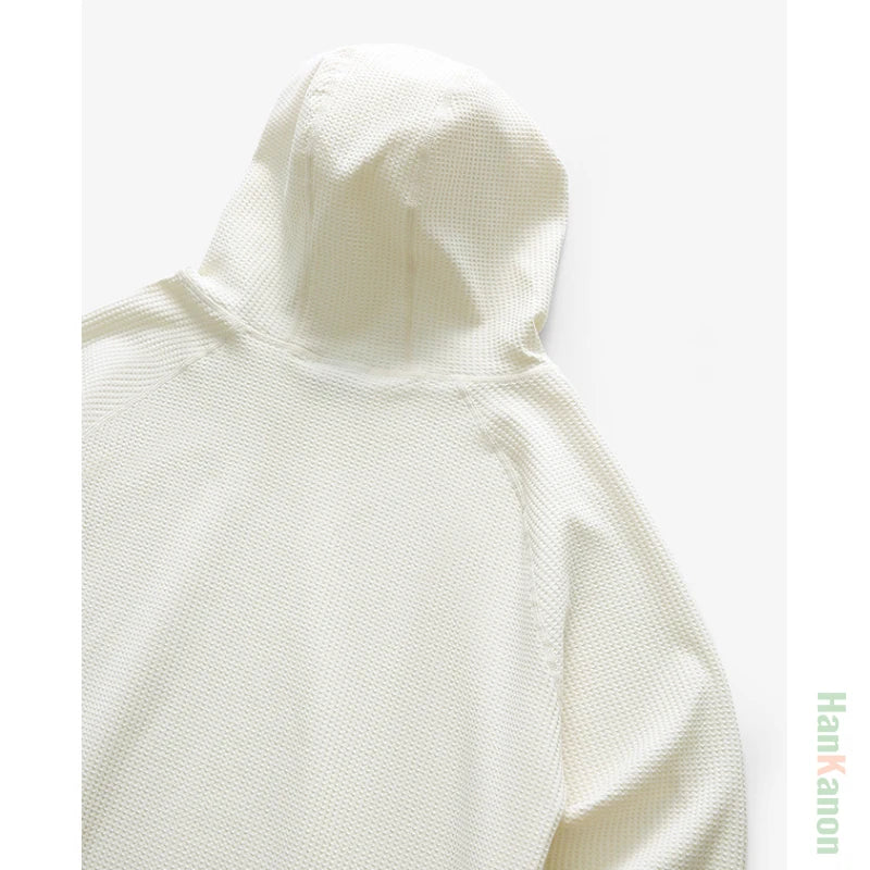 Lightweight Airy Waffle Knit Oversized Hoodie - Warm, Breathable, & Medium Stretch for Fall/Spring (Unisex)